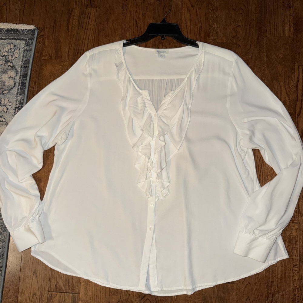 Sundance Blouse Womens XXL White Ruffle Blouse Cottagecore Fairy Top